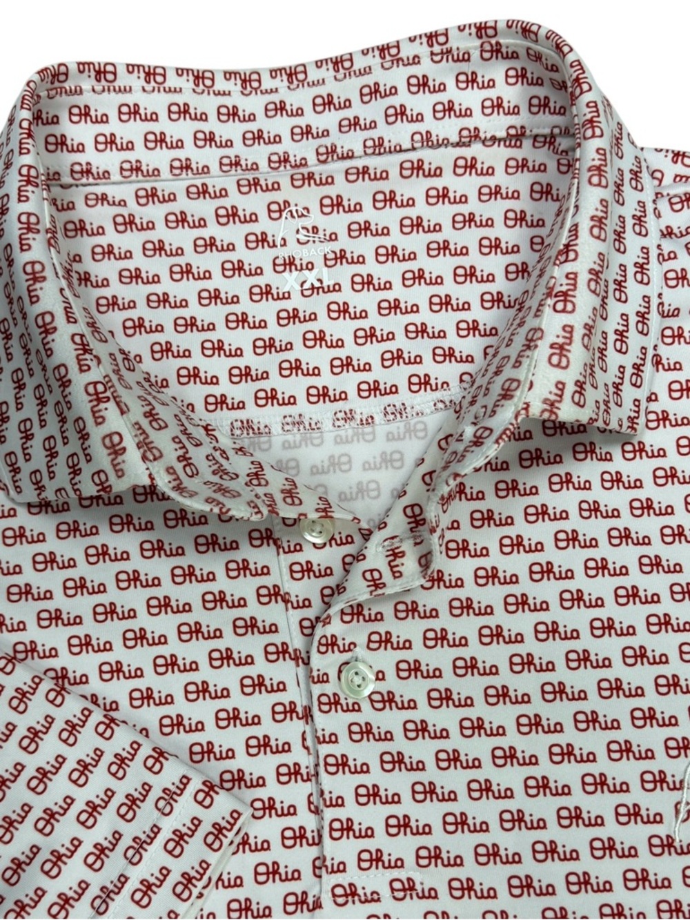 Rhoback Polo Shirt Men XXL White Ohio State Script Short Sleeve Performance Golf